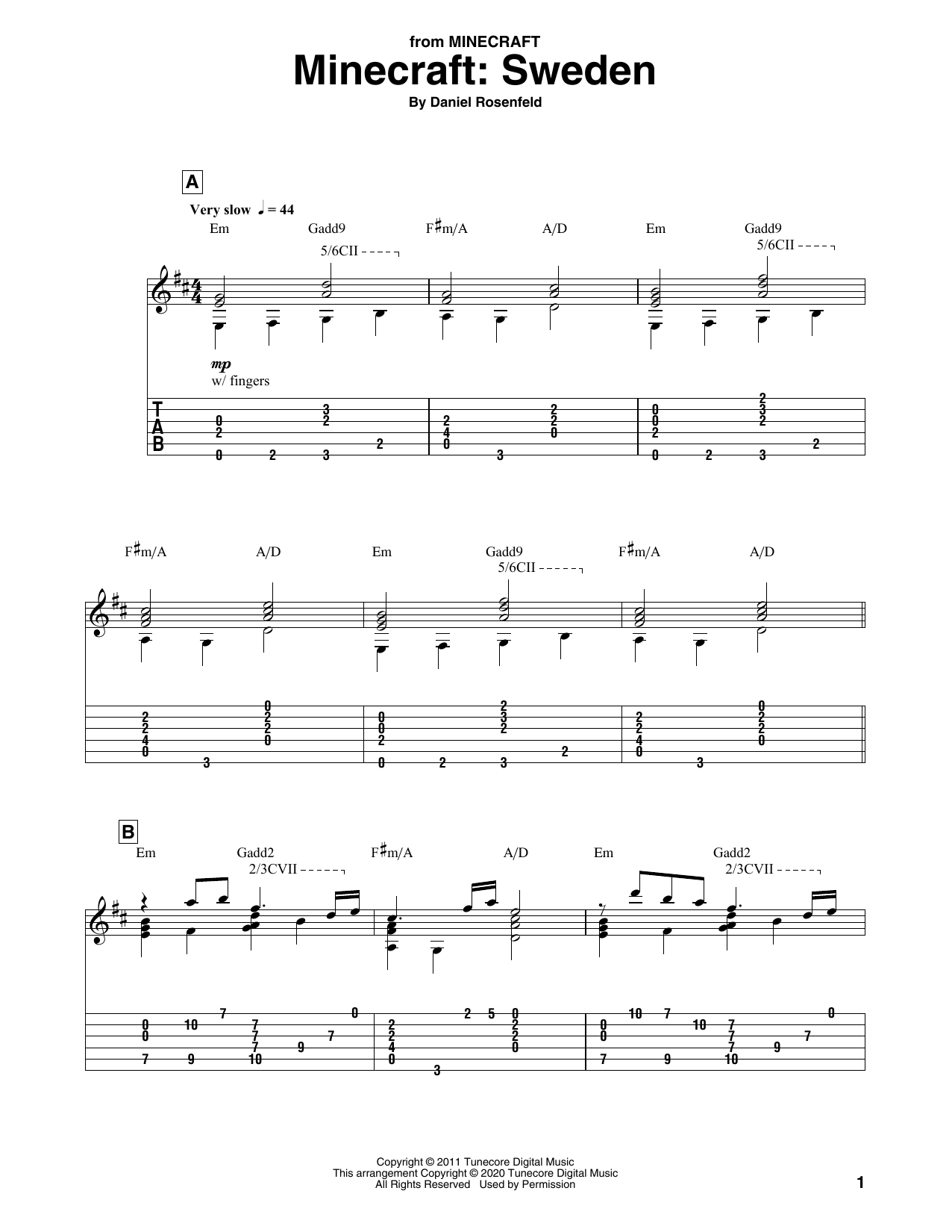 "Sweden (from Minecraft)" Sheet Music | Download Printable PDF Score. SKU 523963