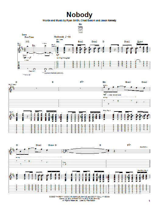 Cadet Nobody sheet music notes and chords. Download Printable PDF.