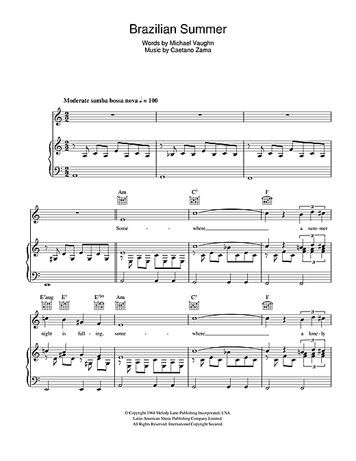 Caetano Zama Brazilian Summer sheet music notes and chords. Download Printable PDF.