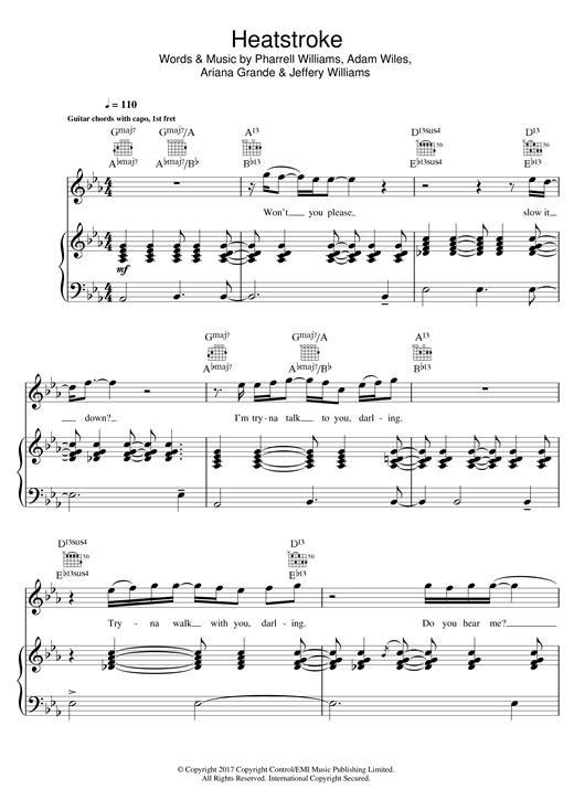 Learn to play Calvin Harris Heatstroke (feat. Young Thug, Pharrell & Ariana Grande) sheet music for Piano, Vocal & Guitar (Right-Hand Melody) in minutes. Calvin Harris Heatstroke (feat. Young Thug, Pharrell & Ariana Grande) sheet music notes and chords. Download Printable PDF.