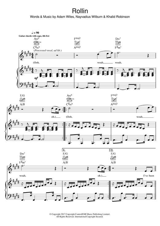 Learn to play Calvin Harris Rollin (feat. Future) sheet music for Piano, Vocal & Guitar (Right-Hand Melody) in minutes. Calvin Harris Rollin (feat. Future) sheet music notes and chords. Download Printable PDF.