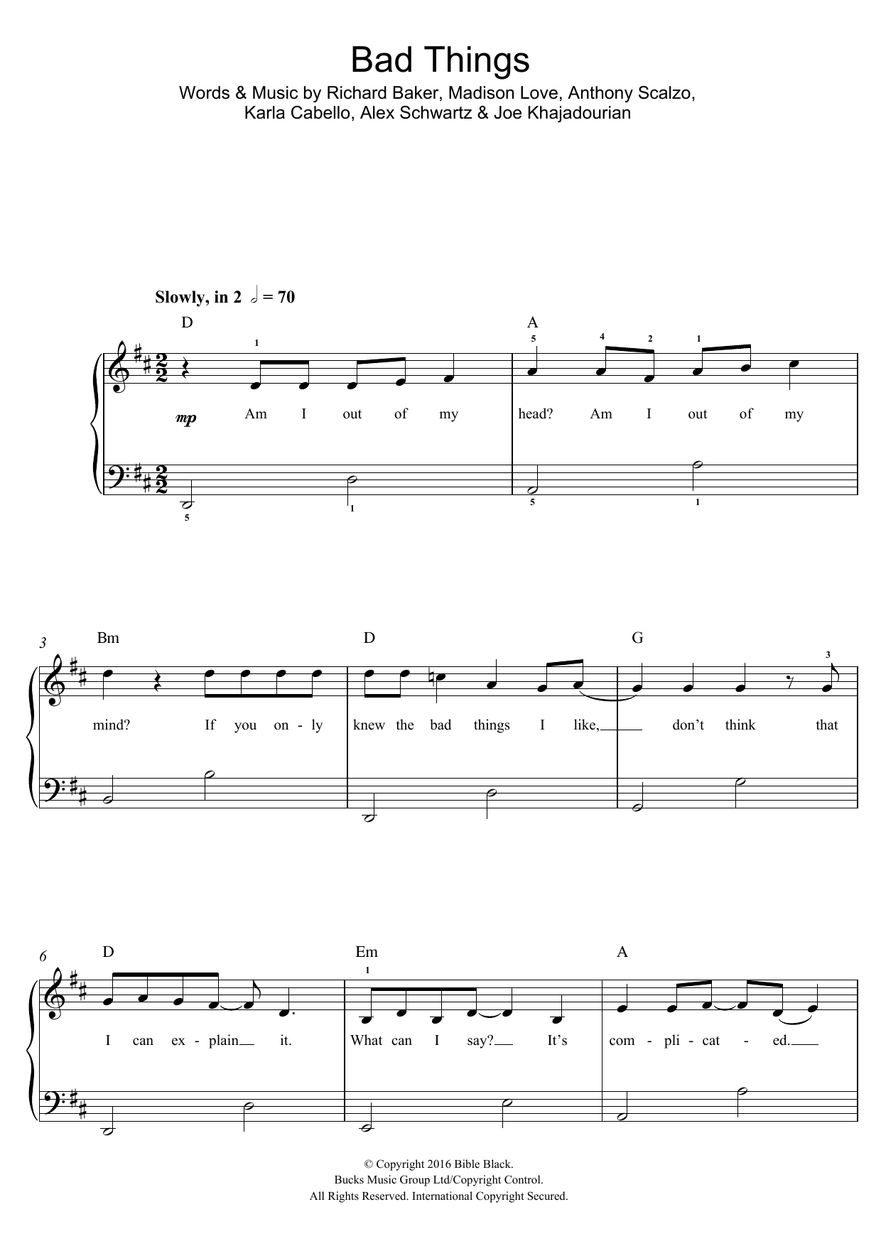 Camila Cabello Bad Things sheet music notes and chords. Download Printable PDF.