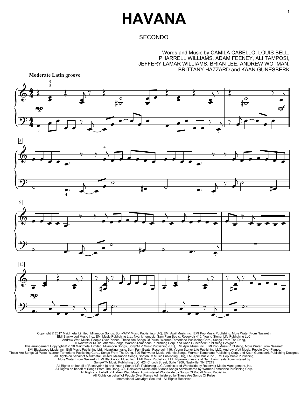 Havana Chords Piano - havana piano sheet music roblox