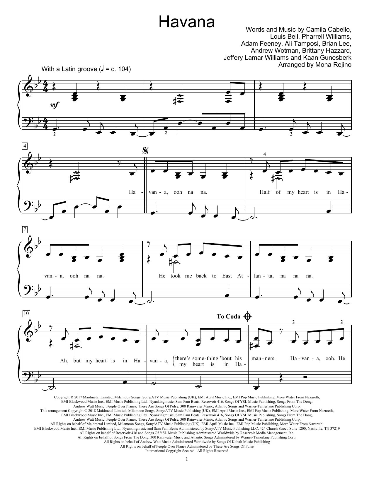 jeg lytter til musik hinanden Stien Camila Cabello "Havana (feat. Young Thug) (arr. Mona Rejino)" Sheet Music  PDF Notes, Chords | Pop Score Educational Piano Download Printable. SKU:  417045