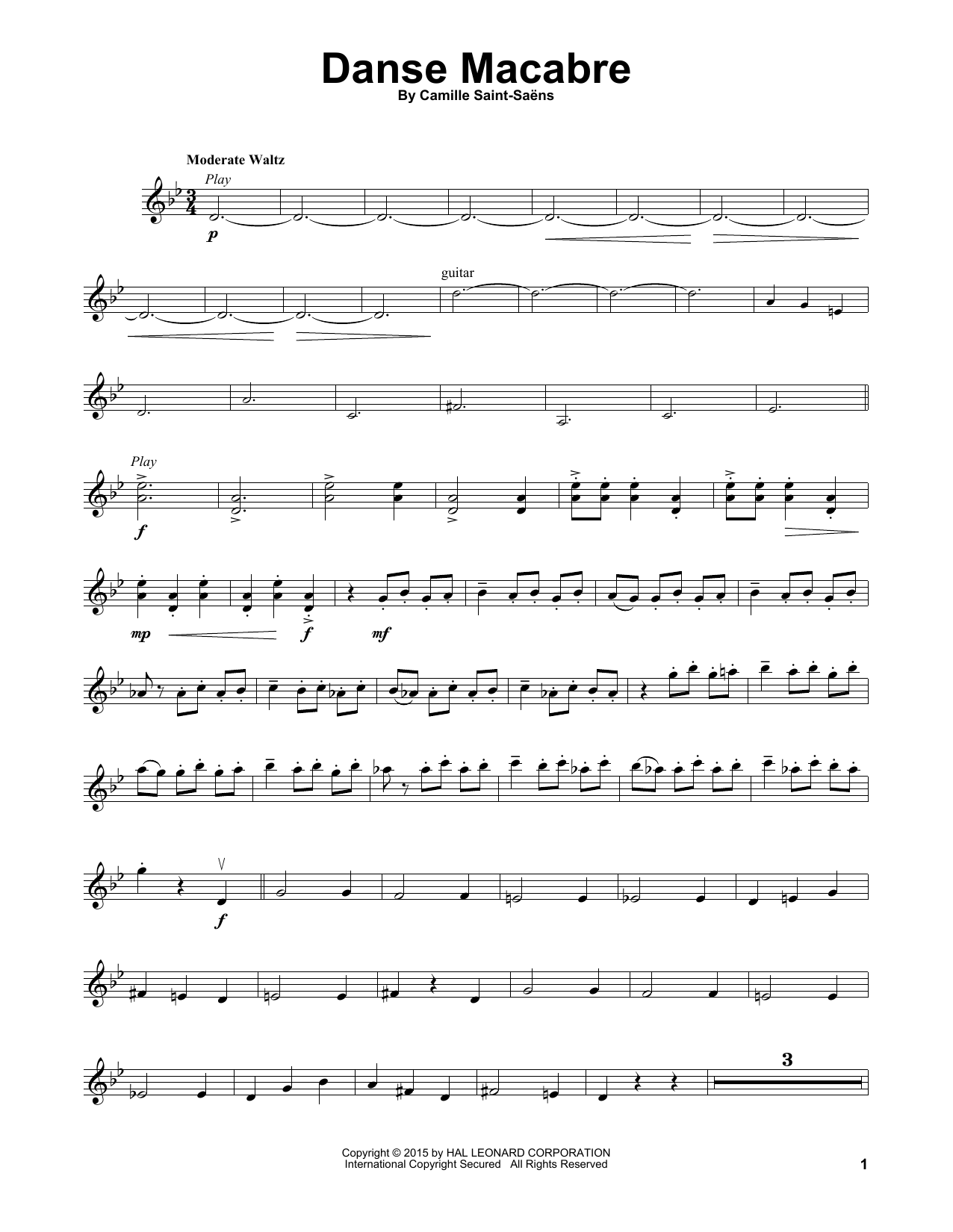 Camille Saint-Saens Danse Macabre sheet music notes and chords. Download Printable PDF.