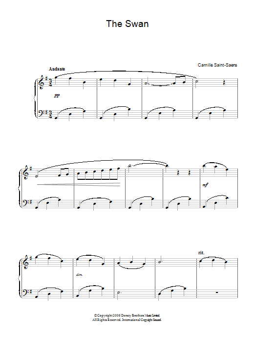 Camille Saint-Saens The Swan sheet music notes and chords. Download Printable PDF.