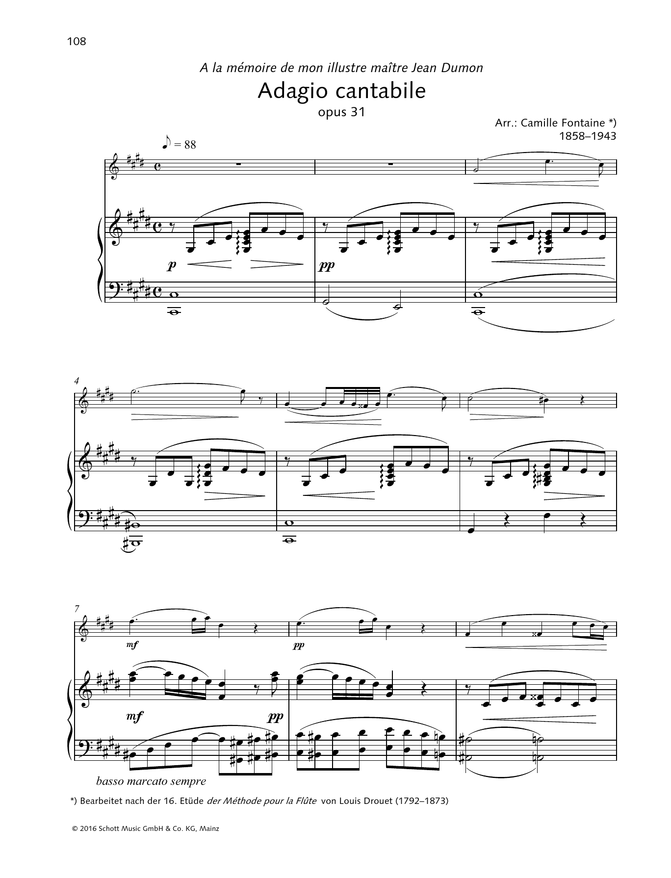 Camille Fontaine Adagio Cantabile sheet music notes and chords. Download Printable PDF.