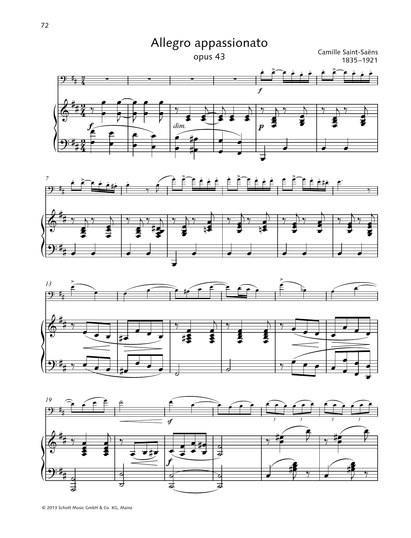 Camille Saint-Saëns Allegro appassionato sheet music notes and chords. Download Printable PDF.