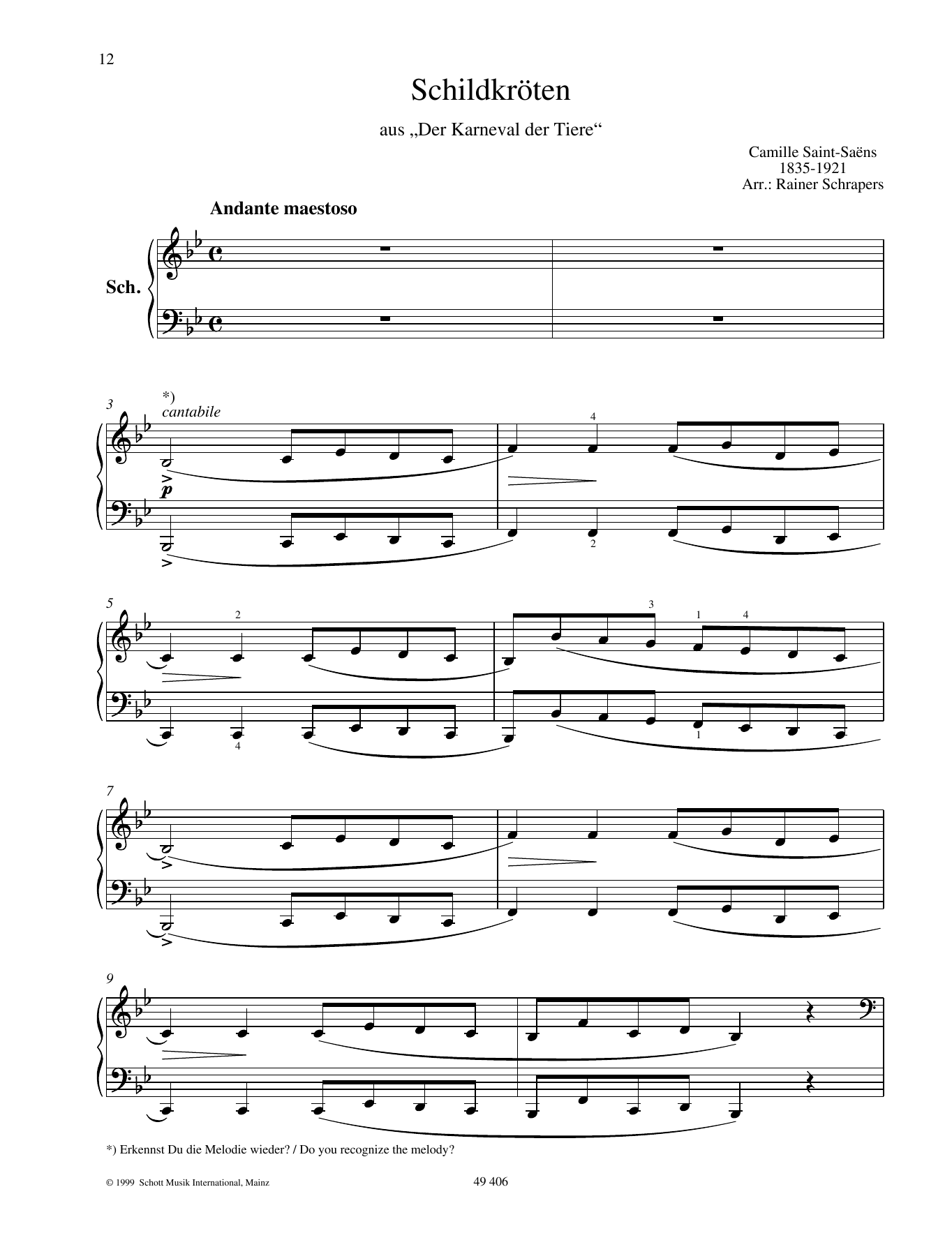 Camille Saint-Saëns Tortoises sheet music notes and chords. Download Printable PDF.