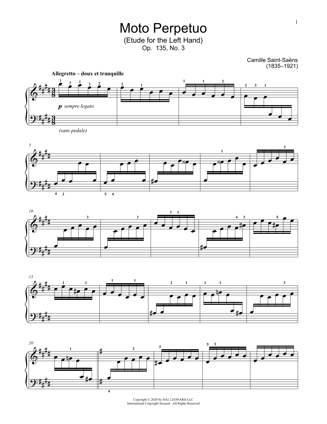 Learn to play Camille Saint-Saens Moto Perpetuo, Op. 135, No. 3 sheet music for Educational Piano in minutes. Price: 6.9900$ Camille Saint-Saens Moto Perpetuo, Op. 135, No. 3 sheet music notes and chords arranged for Educational Piano