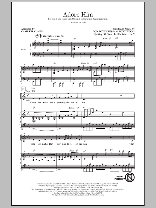 Camp Kirkland Adore Him sheet music notes and chords. Download Printable PDF.