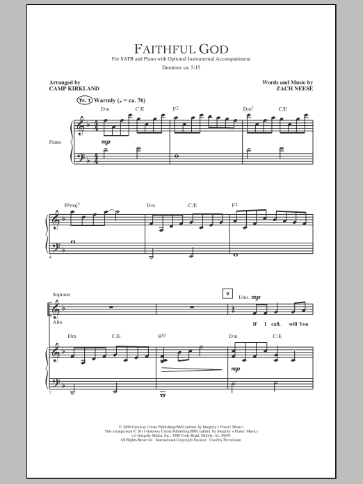 Camp Kirkland Faithful God sheet music notes and chords. Download Printable PDF.