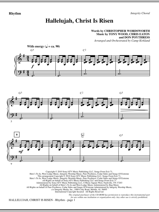 Camp Kirkland Hallelujah Christ Is Risen Rhythm Sheet Music Pdf Notes Chords Romantic Score Choir Instrumental Pak Download Printable Sku 296110