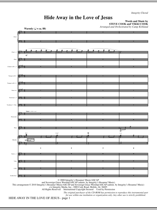 Learn to play Camp Kirkland Hide Away In The Love Of Jesus - Full Score sheet music for Choir Instrumental Pak in minutes. Camp Kirkland Hide Away In The Love Of Jesus - Full Score sheet music notes and chords. Download Printable PDF.
