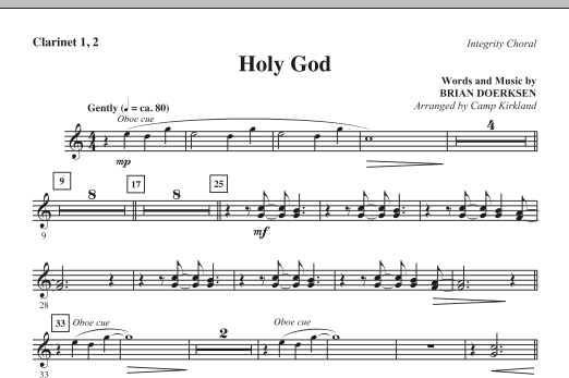 Learn to play Camp Kirkland Holy God - Clarinet 1 & 2 sheet music for Choir Instrumental Pak in minutes. Camp Kirkland Holy God - Clarinet 1 & 2 sheet music notes and chords. Download Printable PDF.