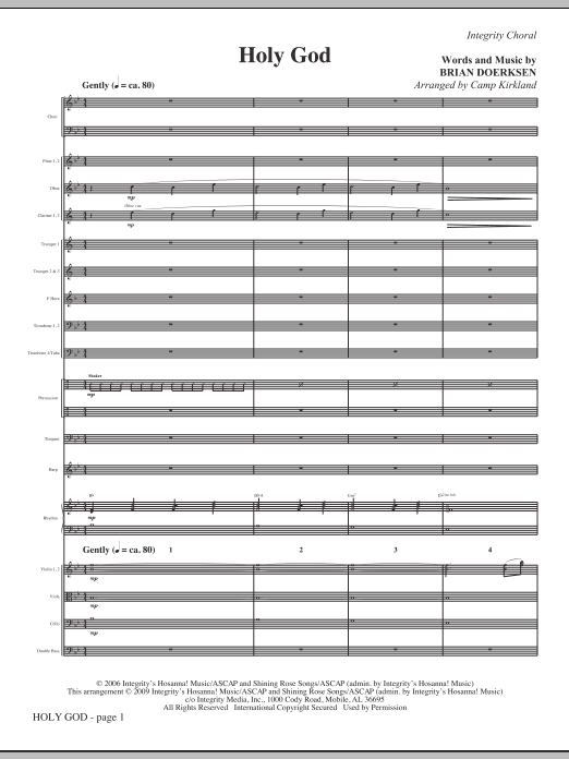 Learn to play Camp Kirkland Holy God - Full Score sheet music for Choir Instrumental Pak in minutes. Camp Kirkland Holy God - Full Score sheet music notes and chords. Download Printable PDF.