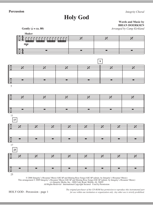 Learn to play Camp Kirkland Holy God - Percussion sheet music for Choir Instrumental Pak in minutes. Camp Kirkland Holy God - Percussion sheet music notes and chords. Download Printable PDF.