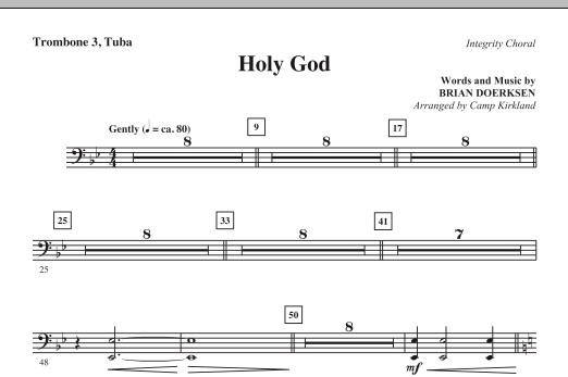 Learn to play Camp Kirkland Holy God - Trombone 3/Tuba sheet music for Choir Instrumental Pak in minutes. Camp Kirkland Holy God - Trombone 3/Tuba sheet music notes and chords. Download Printable PDF.
