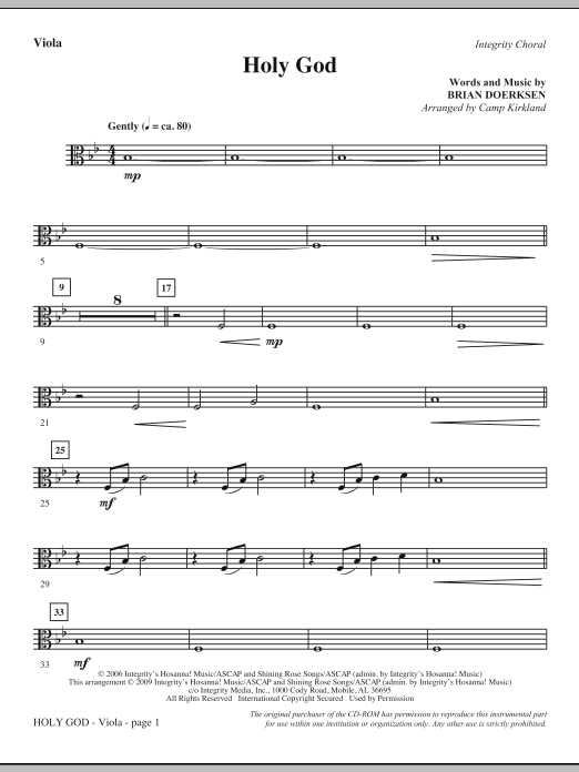 Learn to play Camp Kirkland Holy God - Viola sheet music for Choir Instrumental Pak in minutes. Camp Kirkland Holy God - Viola sheet music notes and chords. Download Printable PDF.