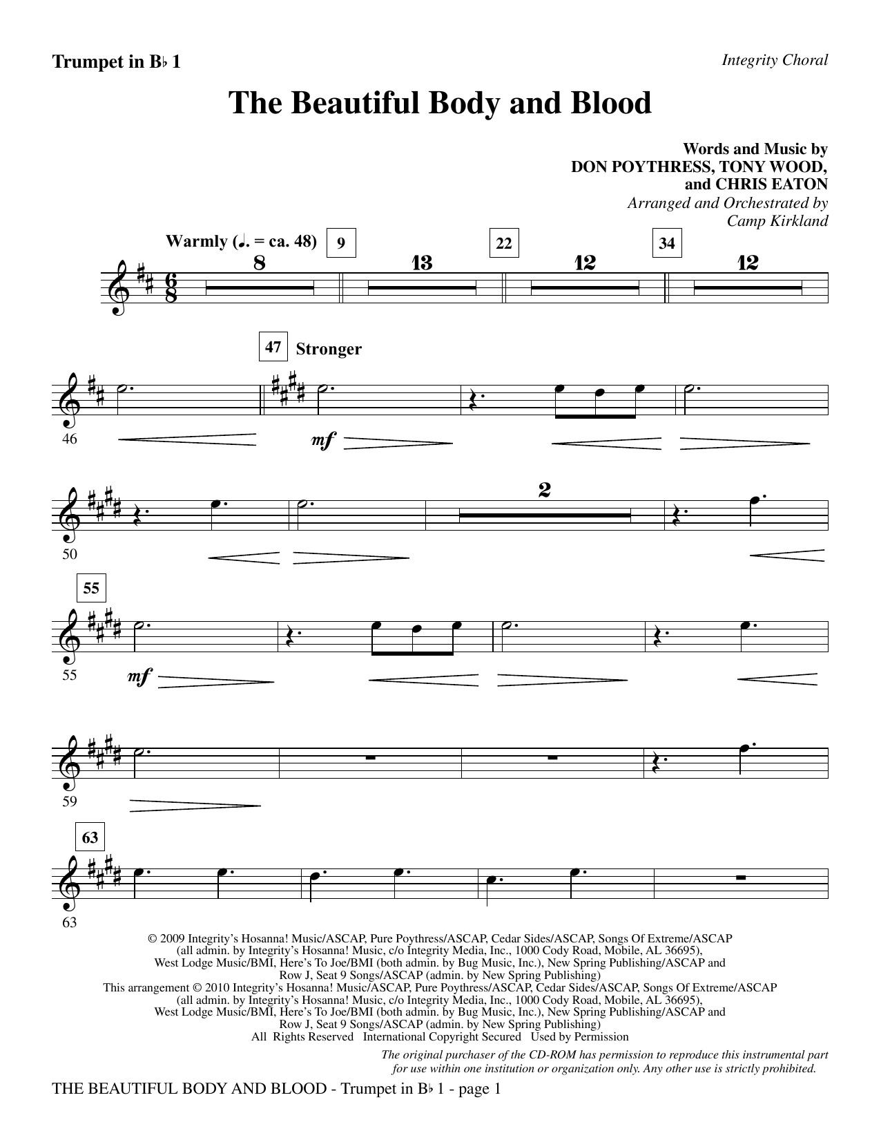 Learn to play Camp Kirkland The Beautiful Body And Blood - Trumpet 1 sheet music for Choir Instrumental Pak in minutes. Camp Kirkland The Beautiful Body And Blood - Trumpet 1 sheet music notes and chords. Download Printable PDF.