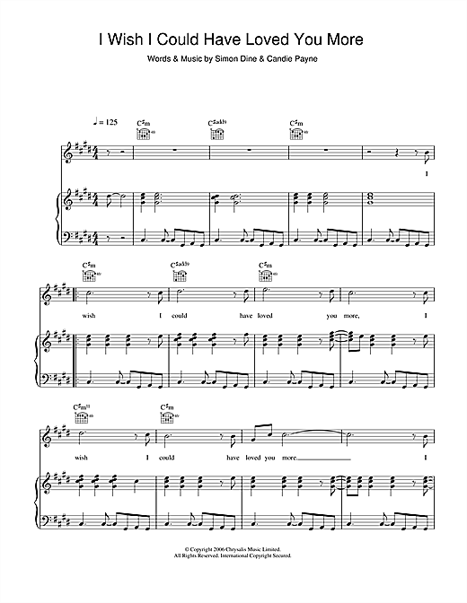 Learn to play Candie Payne I Wish I Could Have Loved You More sheet music for Piano, Vocal & Guitar in minutes. Candie Payne I Wish I Could Have Loved You More sheet music notes and chords. Download Printable PDF.