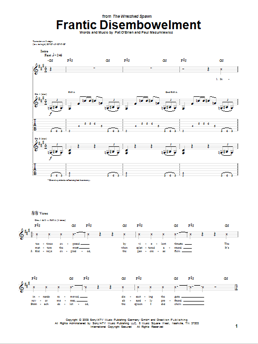 Learn to play Cannibal Corpse Frantic Disembowelment sheet music for Guitar Tab in minutes. Price: 7.8900$ Cannibal Corpse Frantic Disembowelment sheet music notes and chords arranged for Guitar Tab