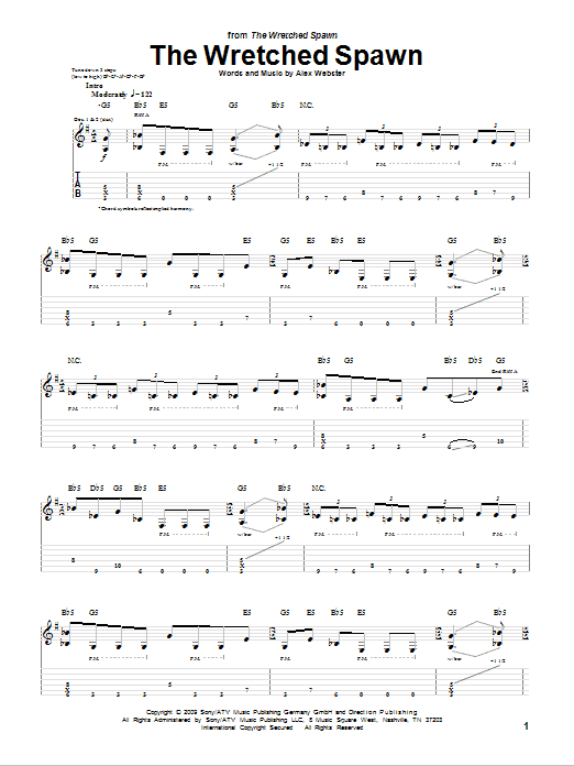 Cannibal Corpse The Wretched Spawn sheet music notes and chords arranged for Guitar Tab