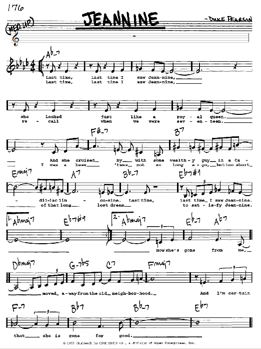 Cannonball Adderley Jeannine sheet music notes and chords. Download Printable PDF.