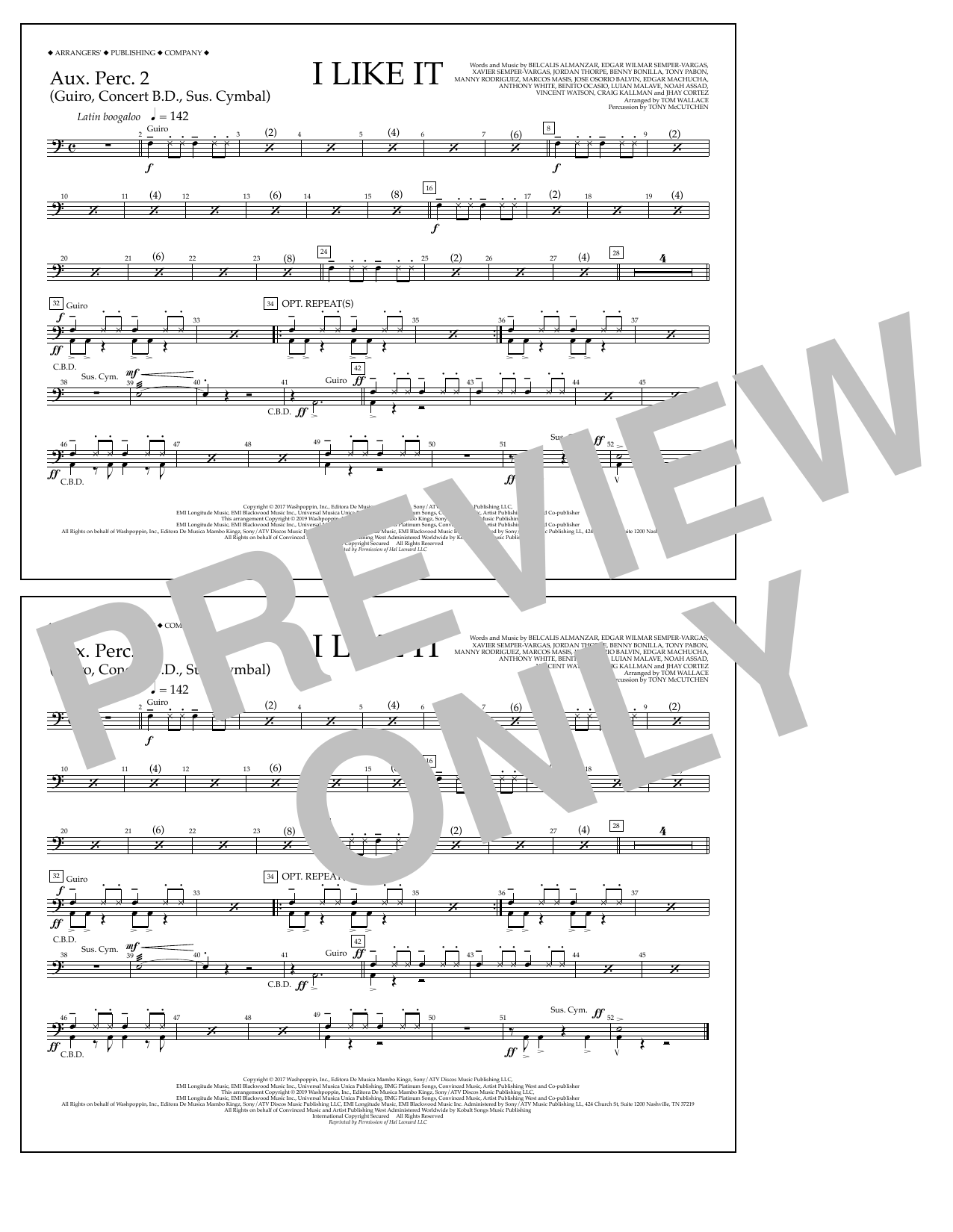 Learn to play Cardi B, Bad Bunny & J Balvin I Like It (arr. Tom Wallace) - Aux. Perc. 2 sheet music for Marching Band in minutes. Price: 7.8900$ Cardi B, Bad Bunny & J Balvin I Like It (arr. Tom Wallace) - Aux. Perc. 2 sheet music notes and chords arranged for Marching Band