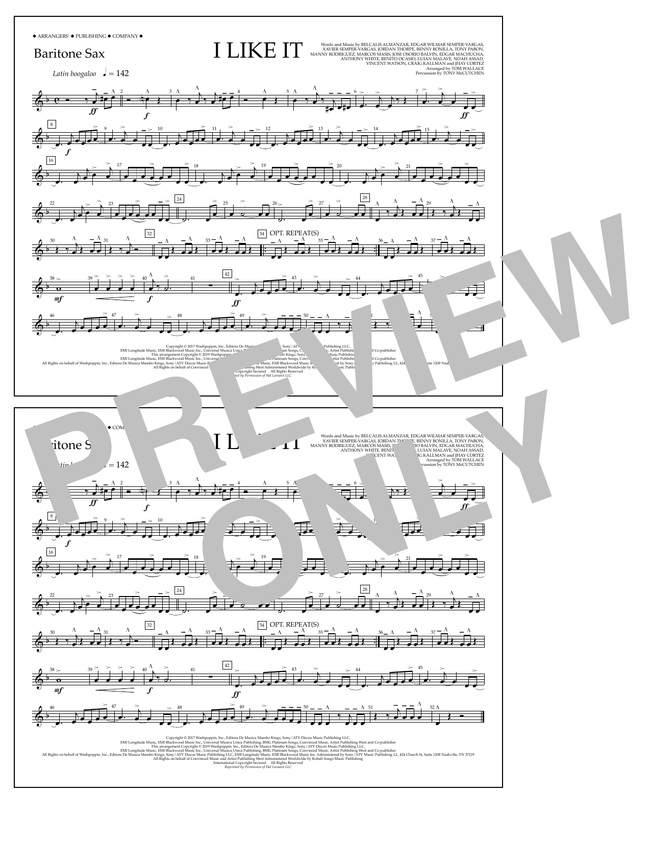Learn to play Cardi B, Bad Bunny & J Balvin I Like It (arr. Tom Wallace) - Baritone Sax sheet music for Marching Band in minutes. Price: 7.8900$ Cardi B, Bad Bunny & J Balvin I Like It (arr. Tom Wallace) - Baritone Sax sheet music notes and chords arranged for Marching Band
