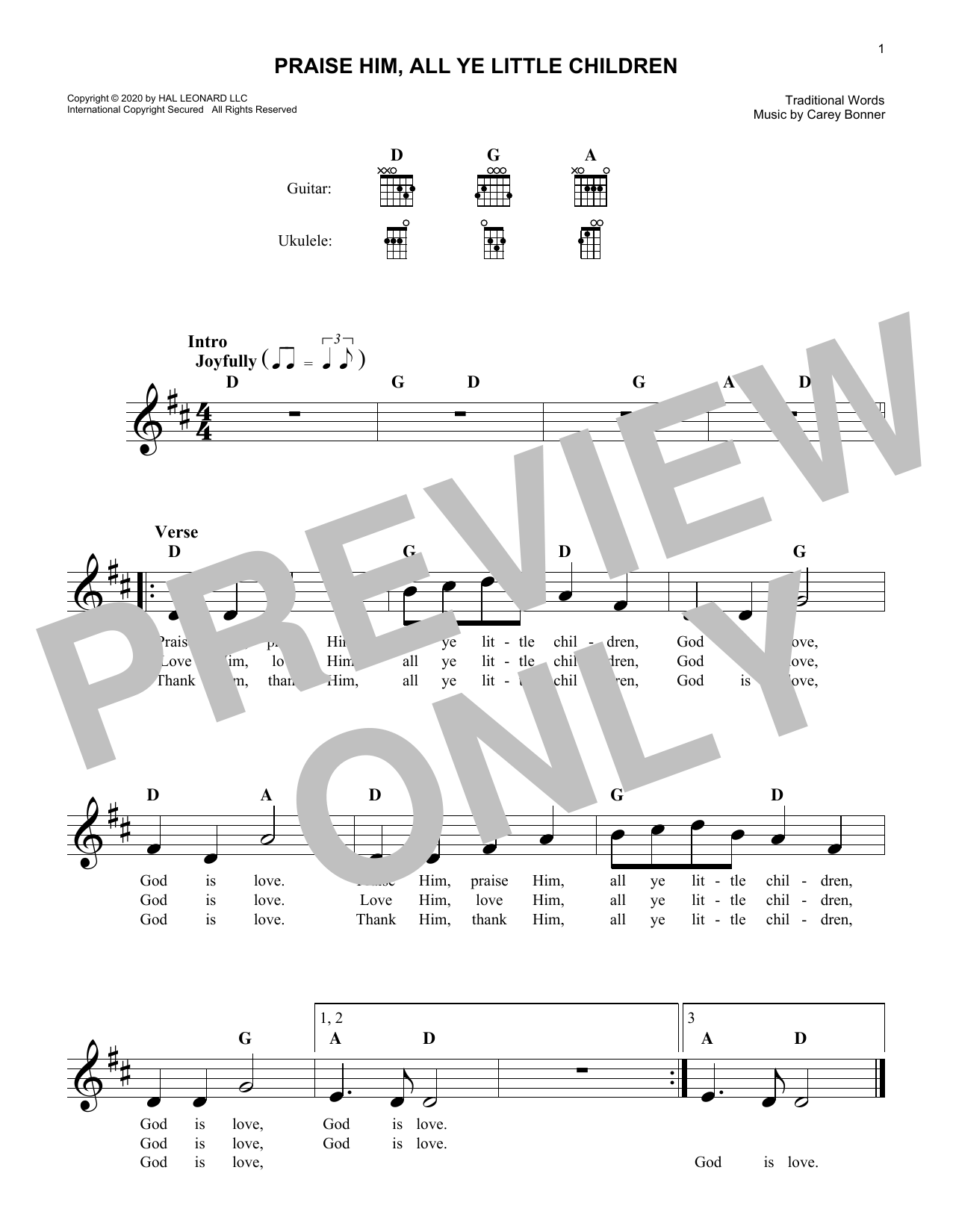 Learn to play Carey Bonner Praise Him, All Ye Little Children sheet music for Lead Sheet / Fake Book in minutes. Price: 5.9900$ Carey Bonner Praise Him, All Ye Little Children sheet music notes and chords arranged for Lead Sheet / Fake Book