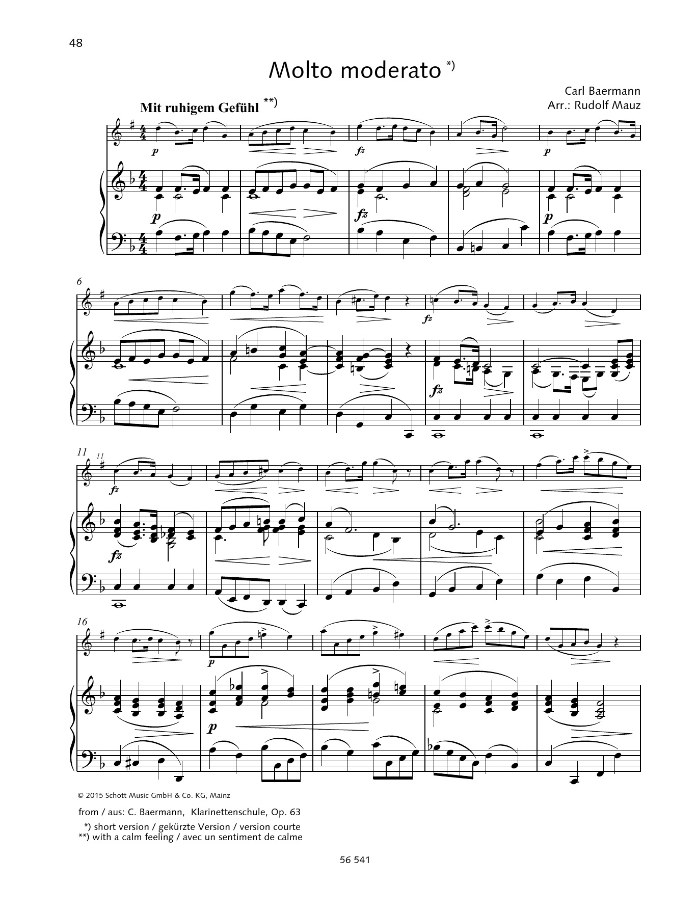 Carl Baermann Molto moderato sheet music notes and chords. Download Printable PDF.