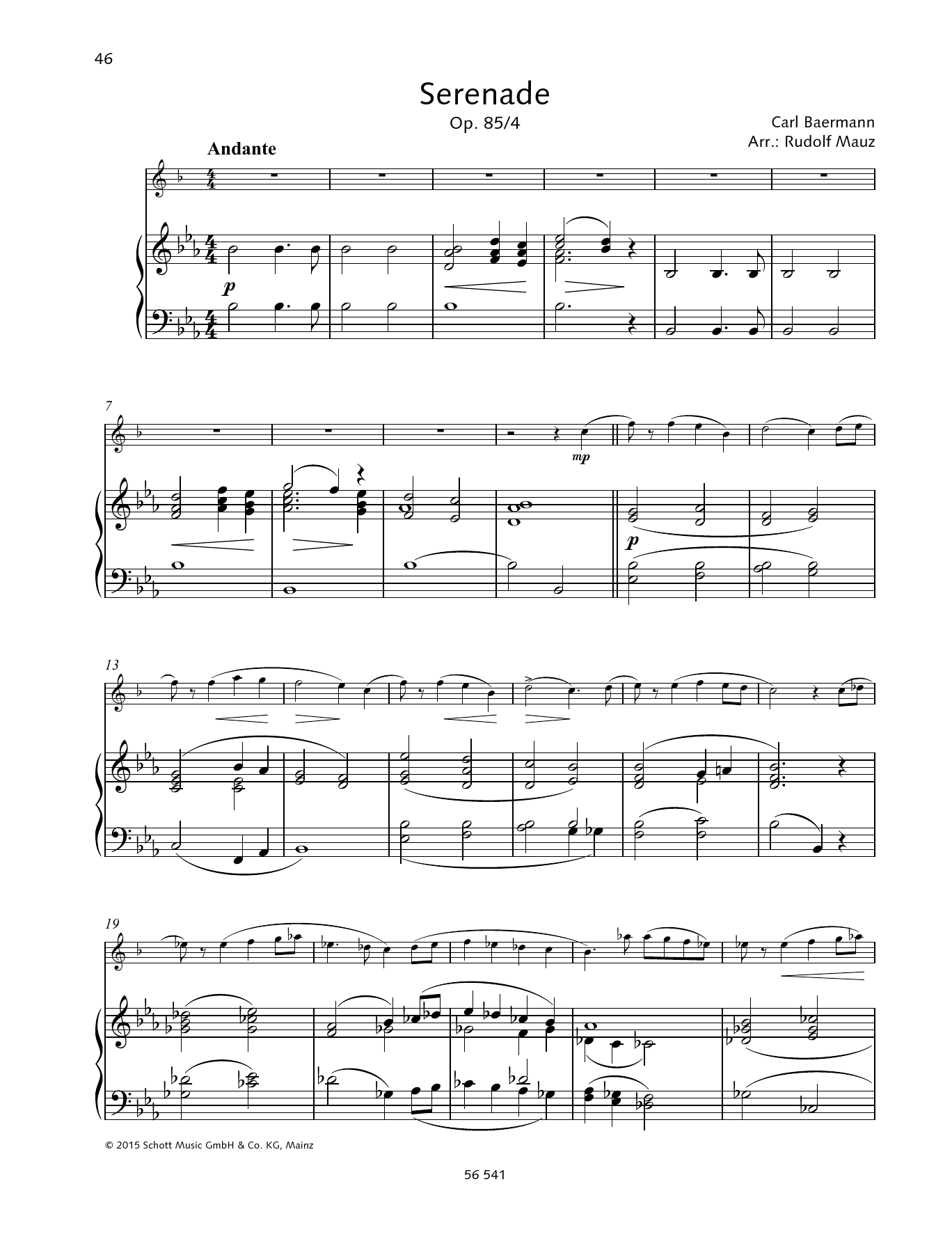 Carl Baermann Serenade sheet music notes and chords. Download Printable PDF.