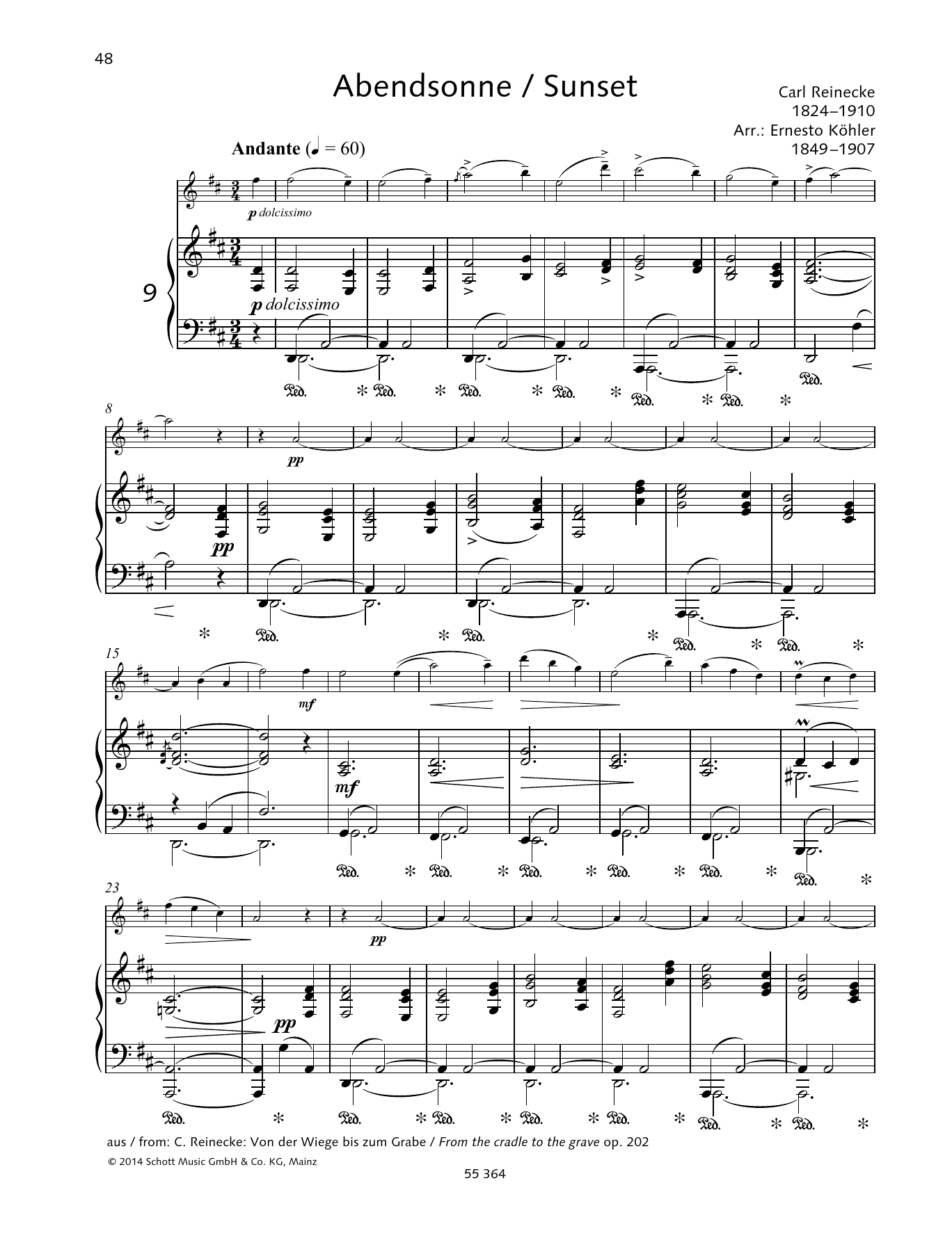 Carl Heinrich Carsten Reinecke Sunset sheet music notes and chords. Download Printable PDF.