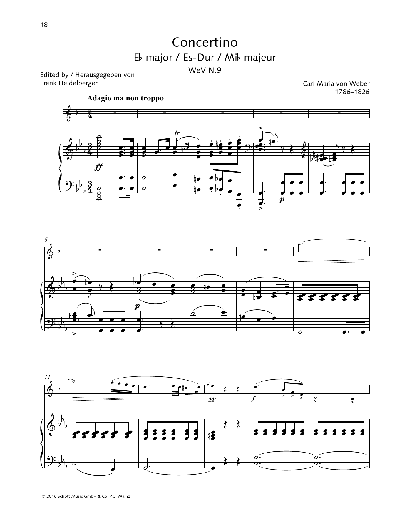 Learn to play Carl Maria von Weber Concertino E-flat major sheet music for Woodwind Solo in minutes. Price: 5.9900$ Carl Maria von Weber Concertino E-flat major sheet music notes and chords arranged for Woodwind Solo