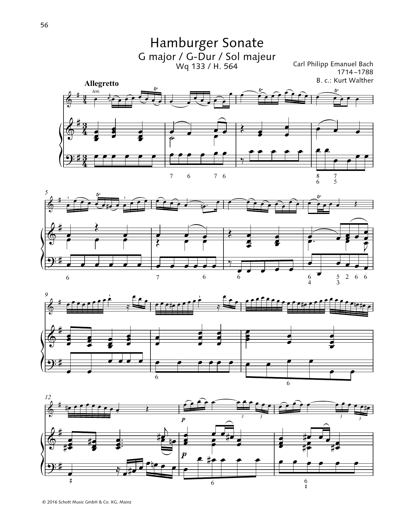 Learn to play Carl Philipp Emanuel Bach Hamburger Sonate sheet music for Woodwind Solo in minutes. Price: 5.9900$ Carl Philipp Emanuel Bach Hamburger Sonate sheet music notes and chords arranged for Woodwind Solo
