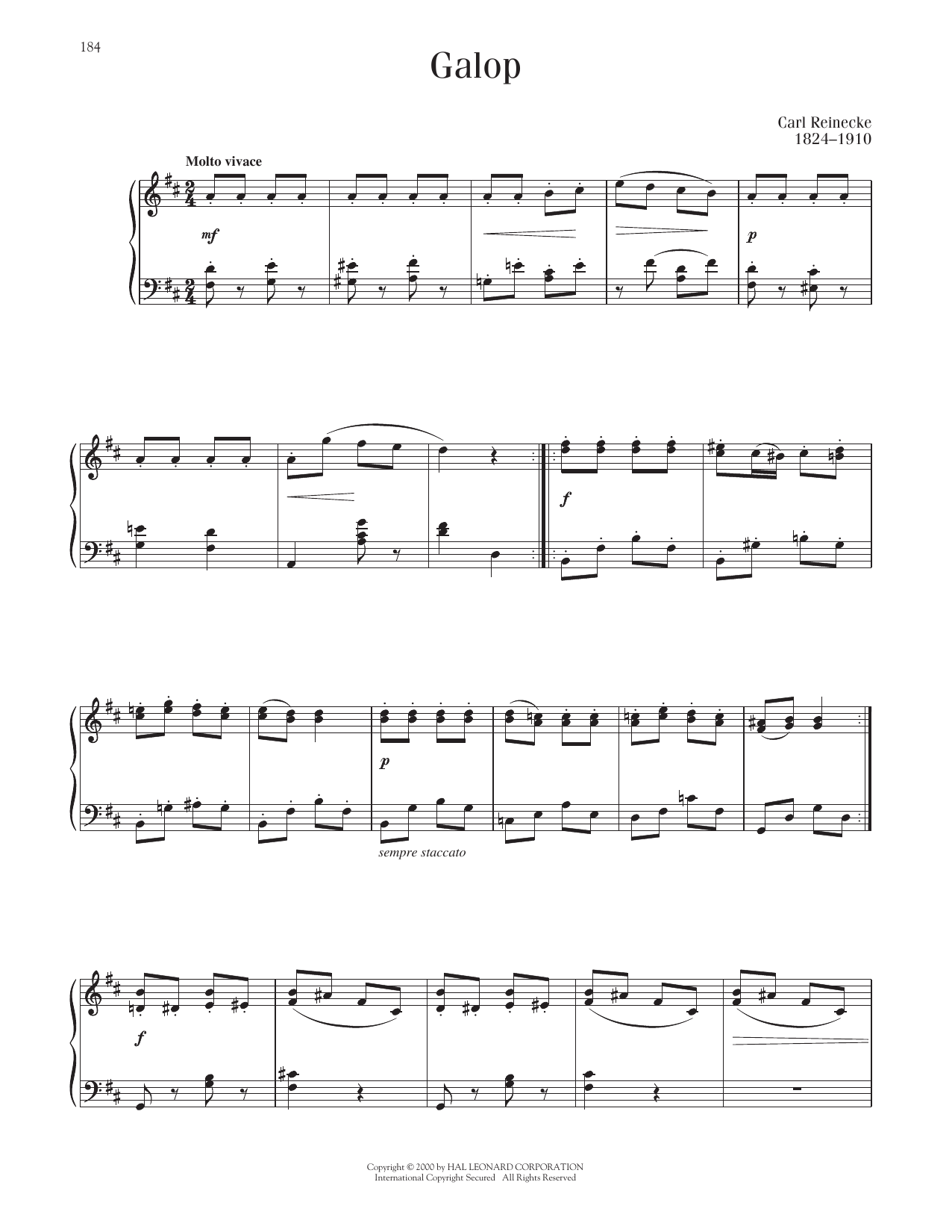 Carl Reinecke Galop sheet music notes and chords. Download Printable PDF.