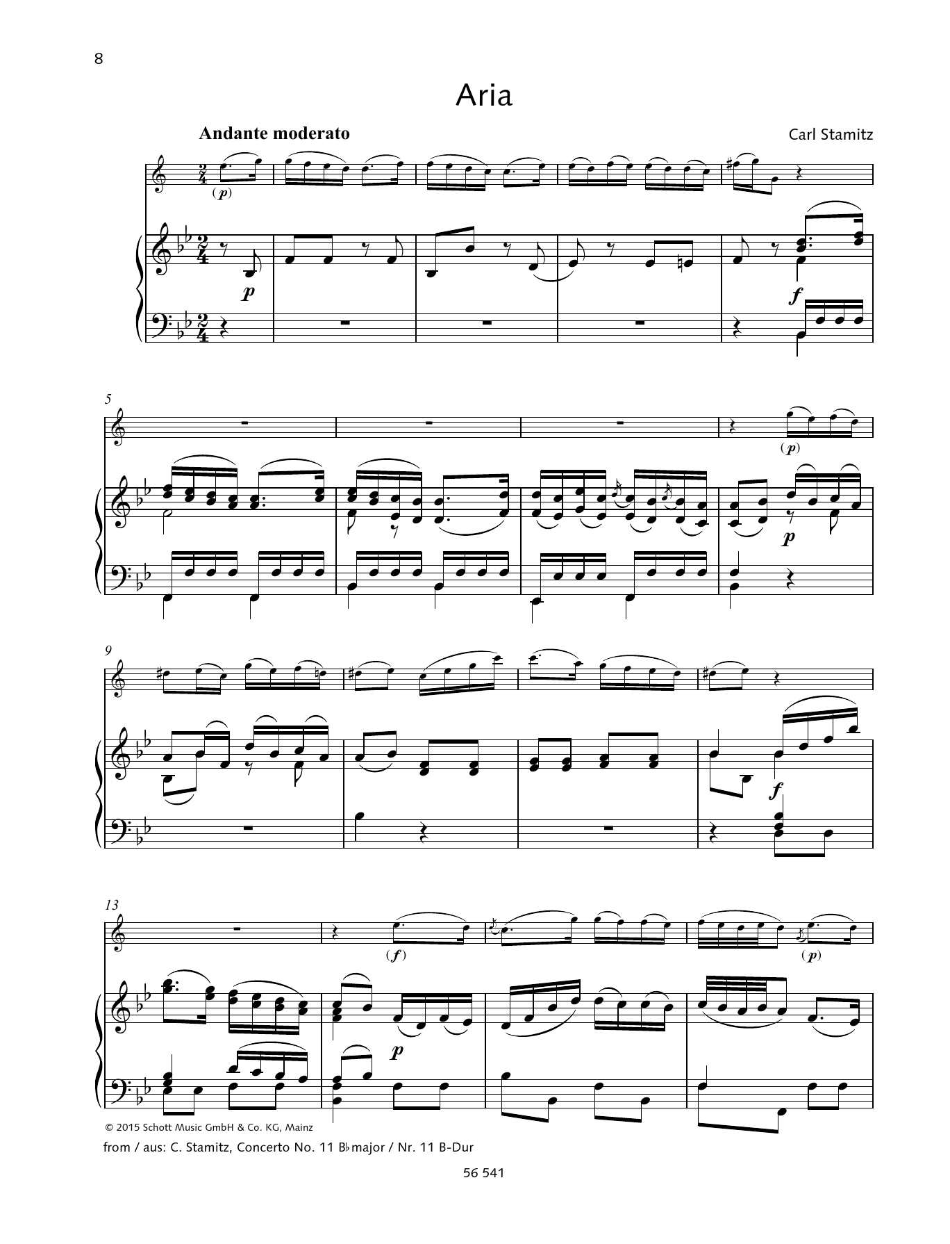 Carl Stamitz Aria sheet music notes and chords. Download Printable PDF.