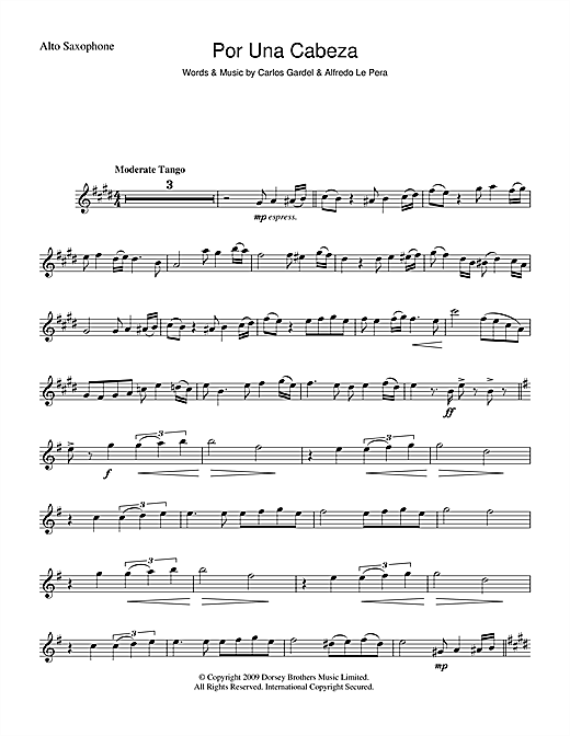 Carlos Gardel Por Una Cabeza sheet music notes and chords. Download Printable PDF.