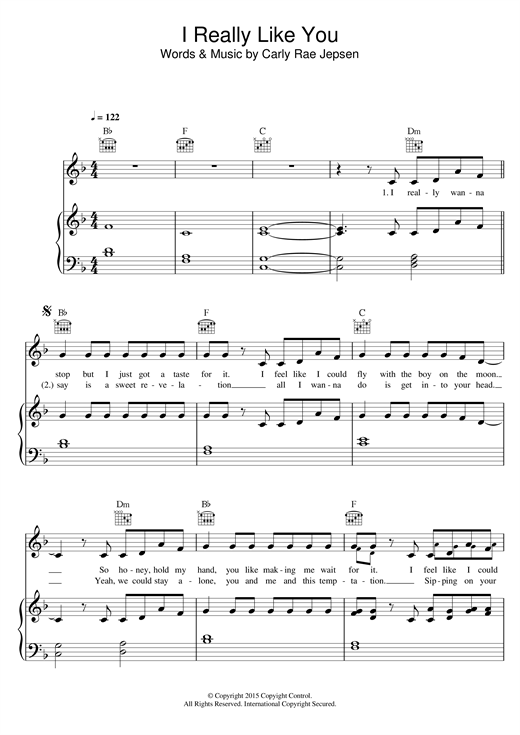 Carly Rae Jepsen I Really Like You sheet music notes and chords. Download Printable PDF.