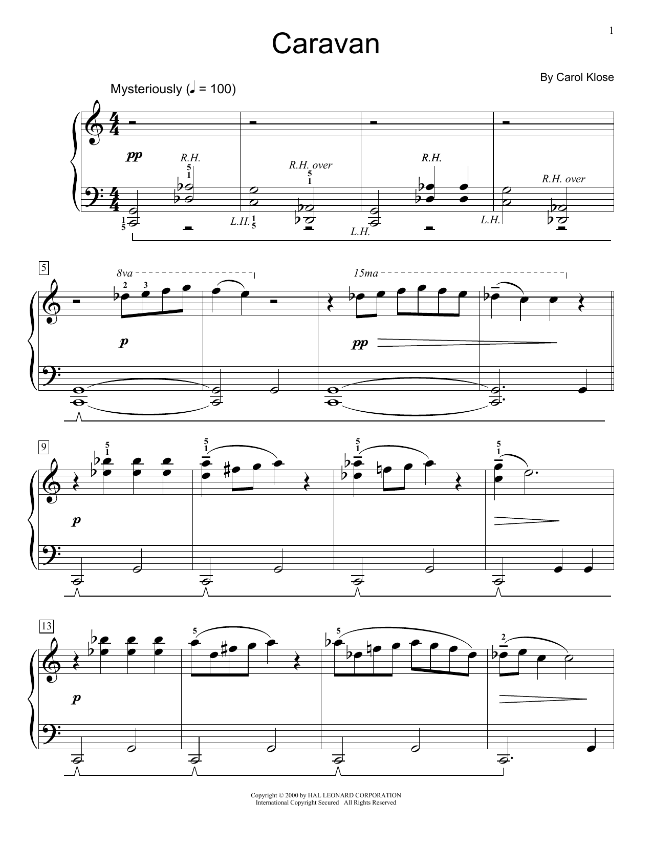 Carol Klose Caravan sheet music notes and chords. Download Printable PDF.