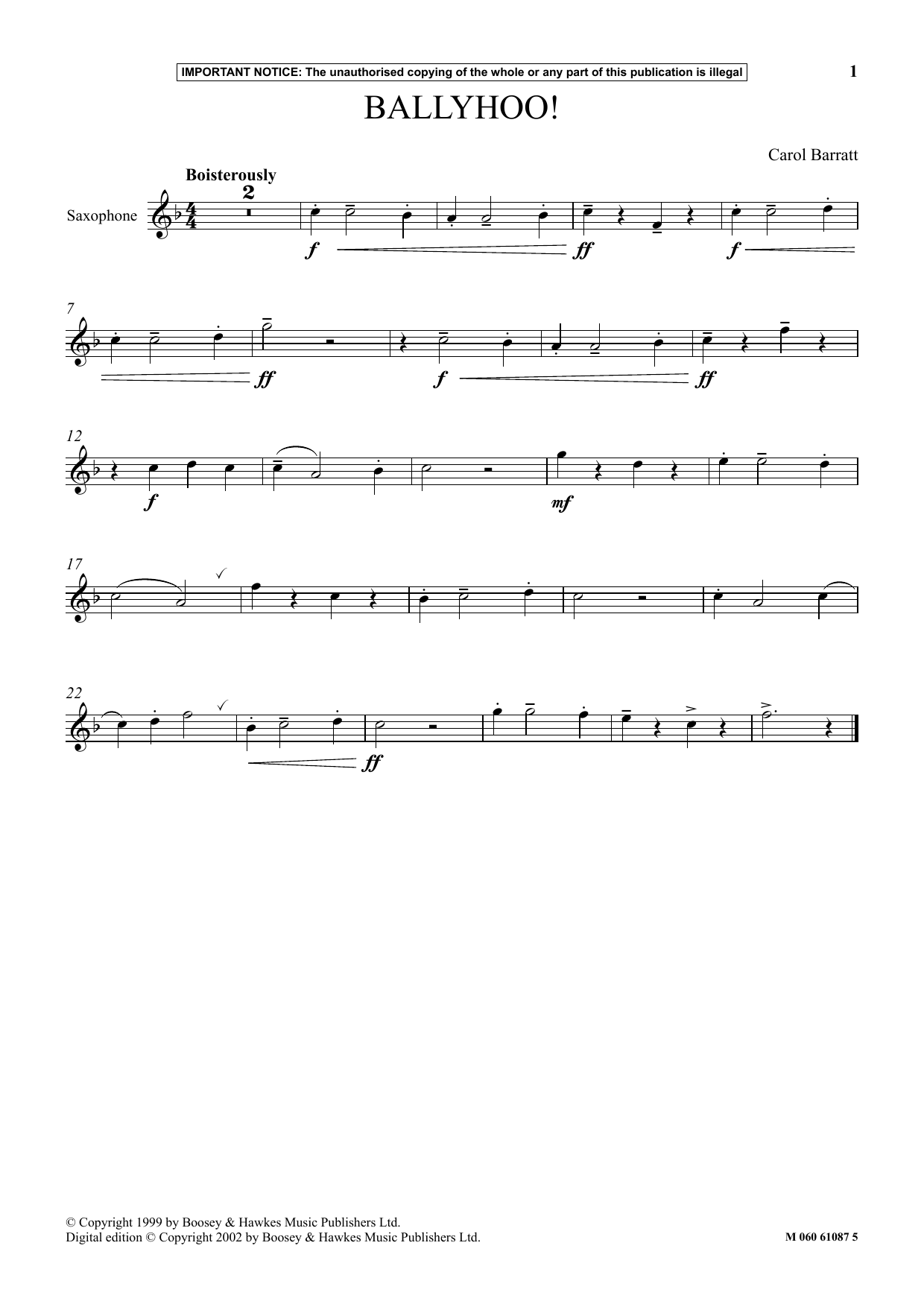 Carol Barratt Ballyhoo! sheet music notes and chords. Download Printable PDF.