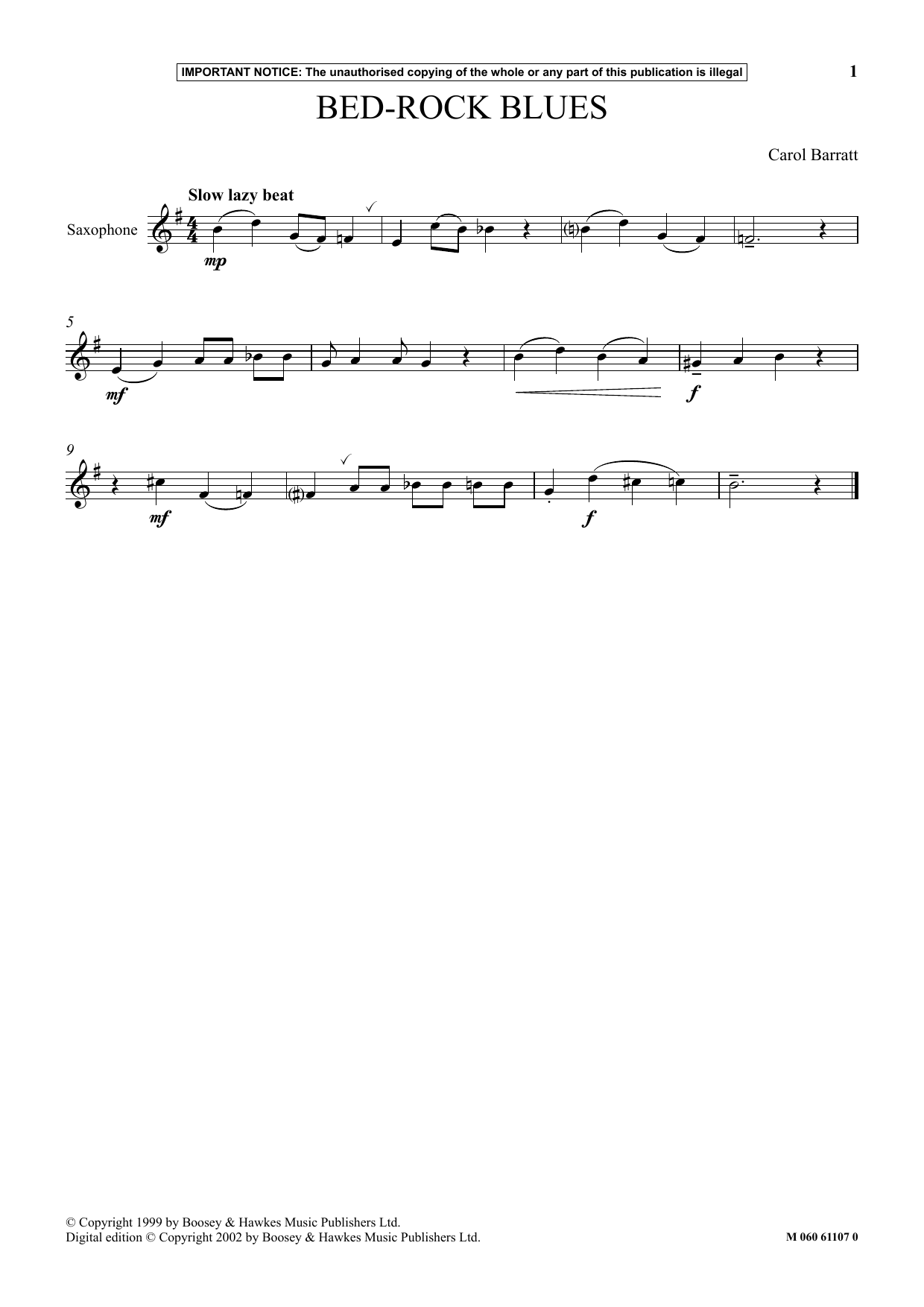 Carol Barratt Bed-Rock Blues sheet music notes and chords. Download Printable PDF.