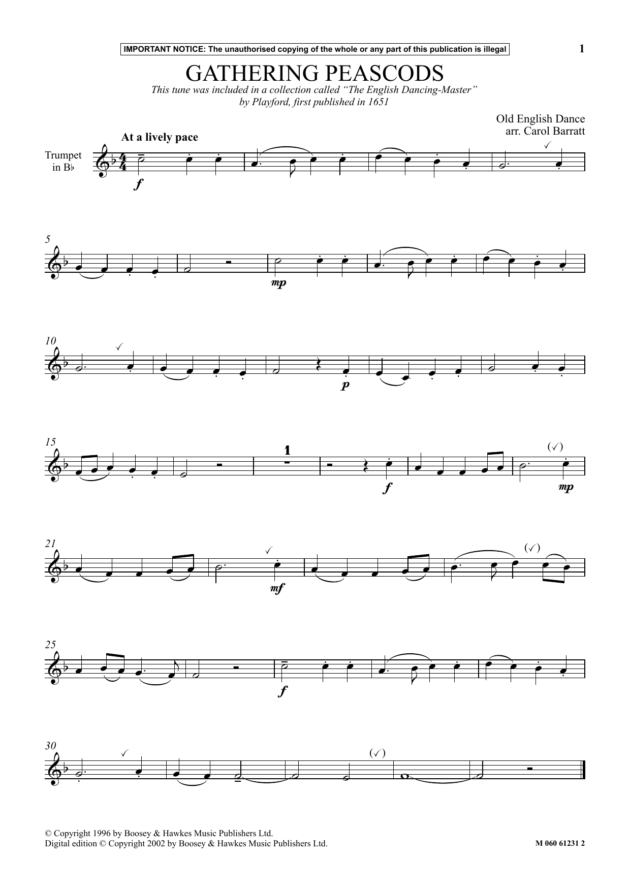 Carol Barratt Gathering Peascods sheet music notes and chords. Download Printable PDF.