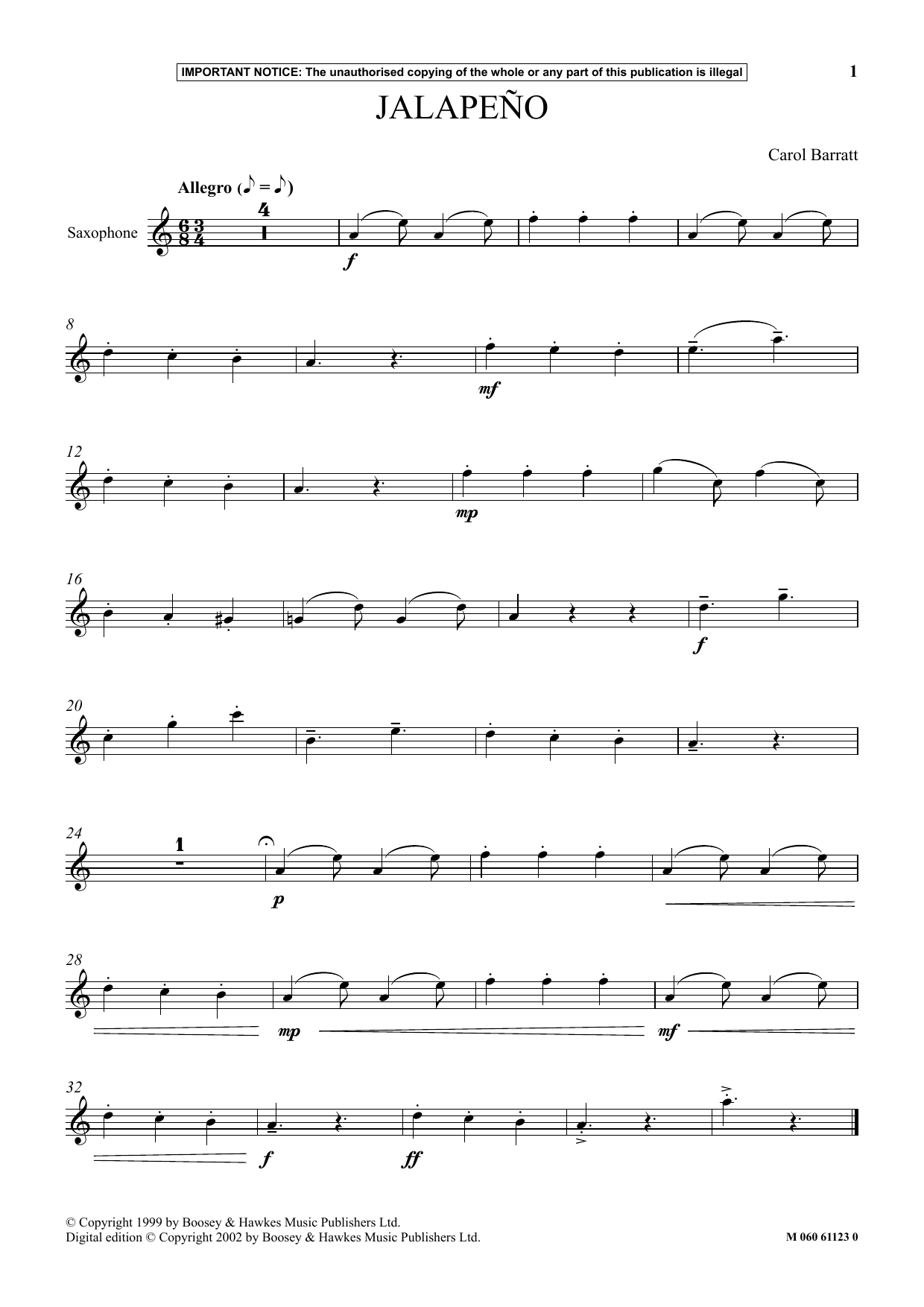 Carol Barratt Jalapeno sheet music notes and chords. Download Printable PDF.