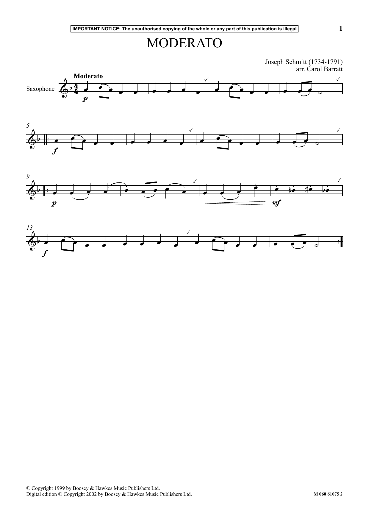 Carol Barratt Moderato sheet music notes and chords. Download Printable PDF.