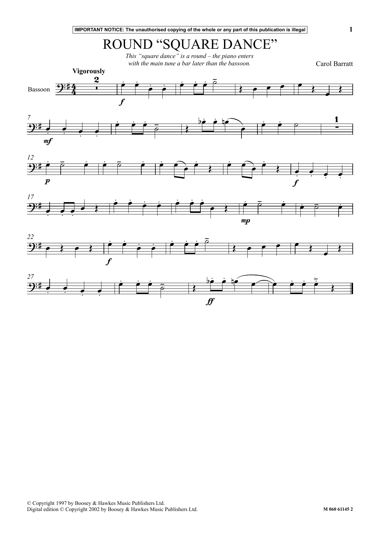 Carol Barratt Round Square Dance sheet music notes and chords. Download Printable PDF.