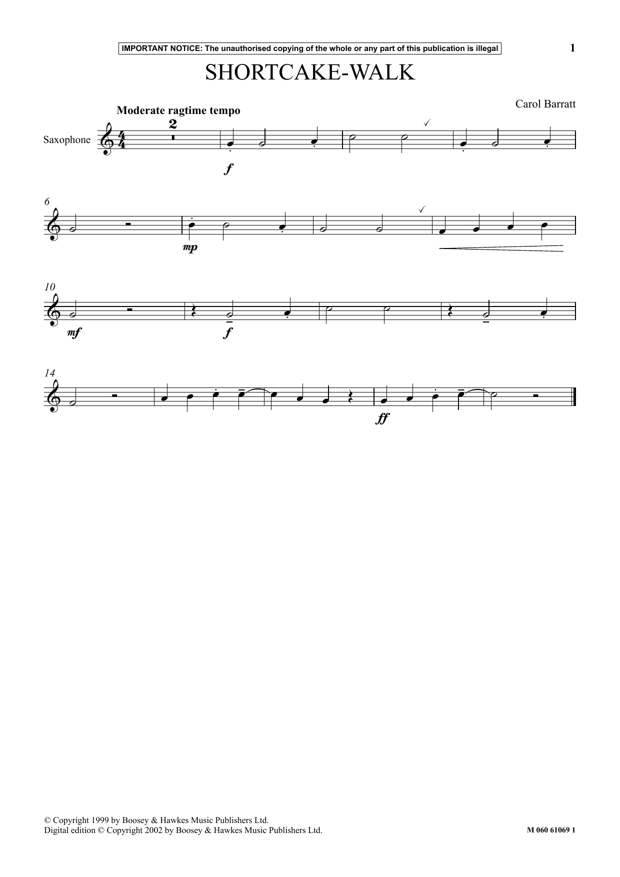 Carol Barratt Shortcake Walk sheet music notes and chords. Download Printable PDF.