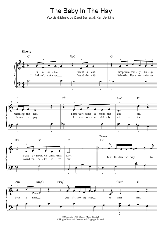 Carol Barratt The Baby In The Hay sheet music notes and chords arranged for Piano & Vocal