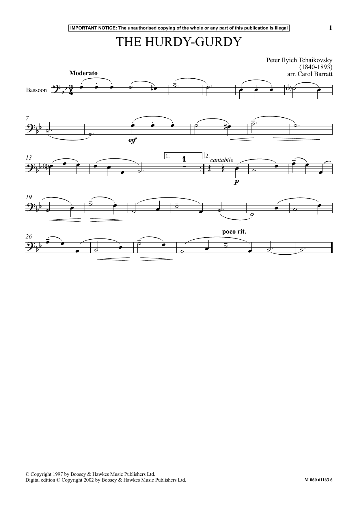 Carol Barratt The Hurdy-Gurdy sheet music notes and chords. Download Printable PDF.